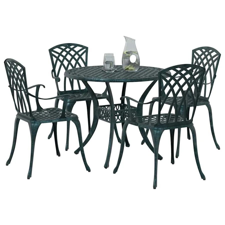 Ensemble de salle à manger pour jardin 5 pcs Vert Aluminium - 3