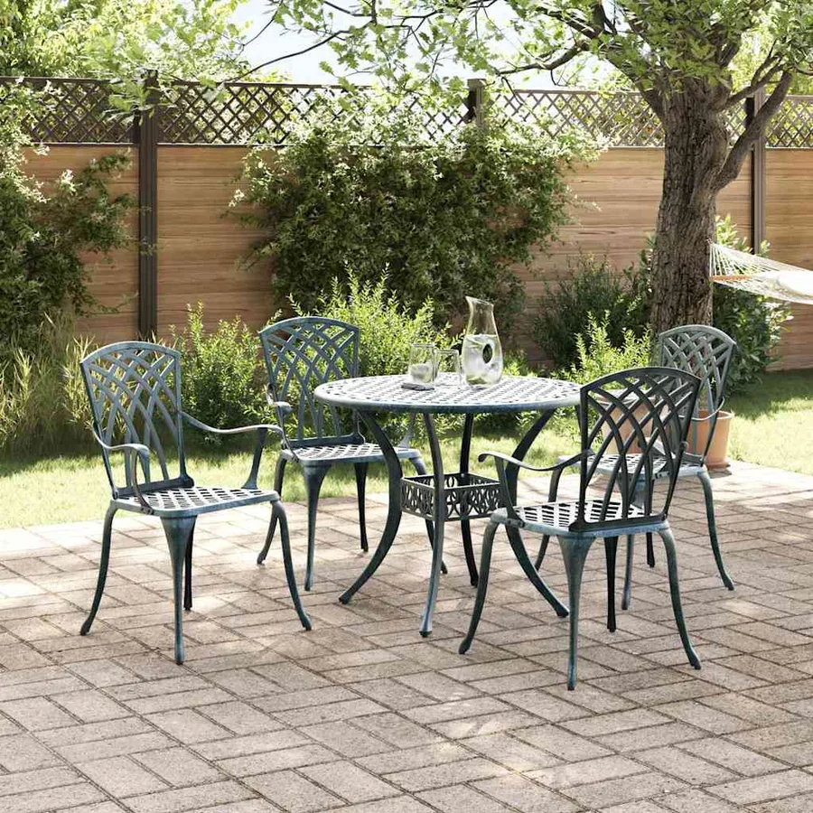 Ensemble de salle à manger pour jardin 5 pcs Vert Aluminium - 4