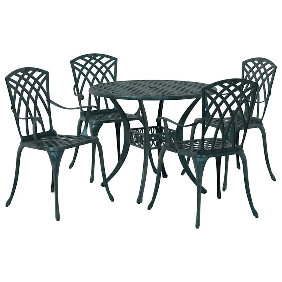 Ensemble de salle à manger pour jardin 5 pcs Vert Aluminium - 7