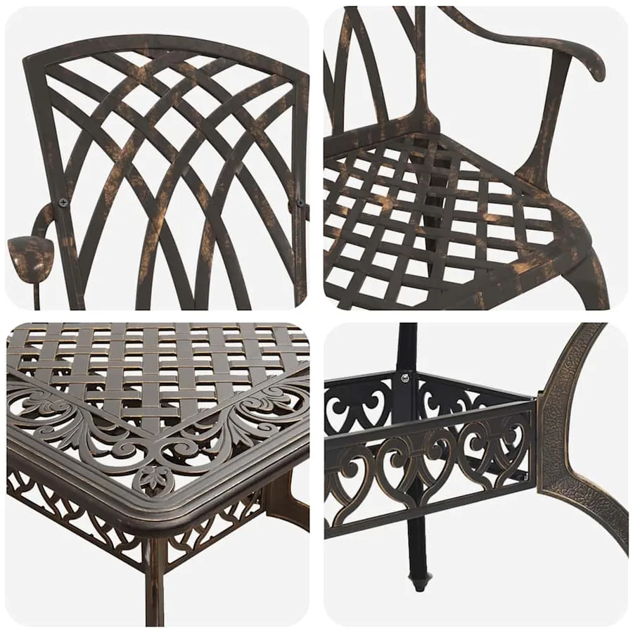 Ensemble de salle à manger pour jardin 5 pcs Bronze Aluminium - 11