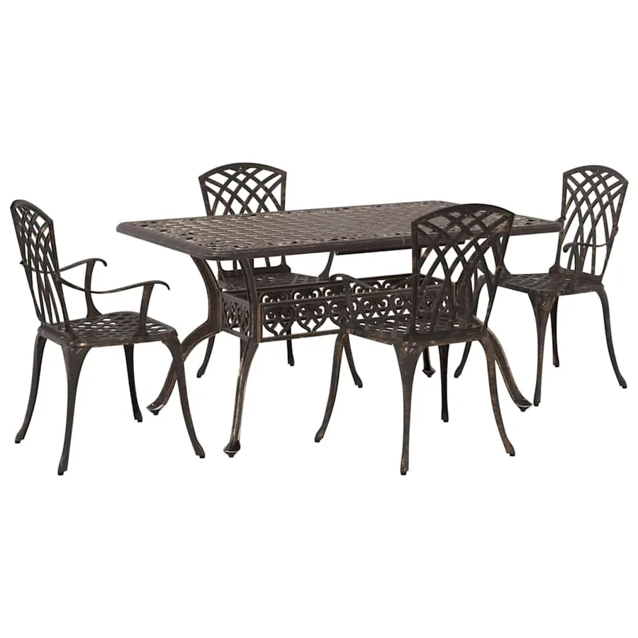 Ensemble de salle à manger pour jardin 5 pcs Bronze Aluminium - 2