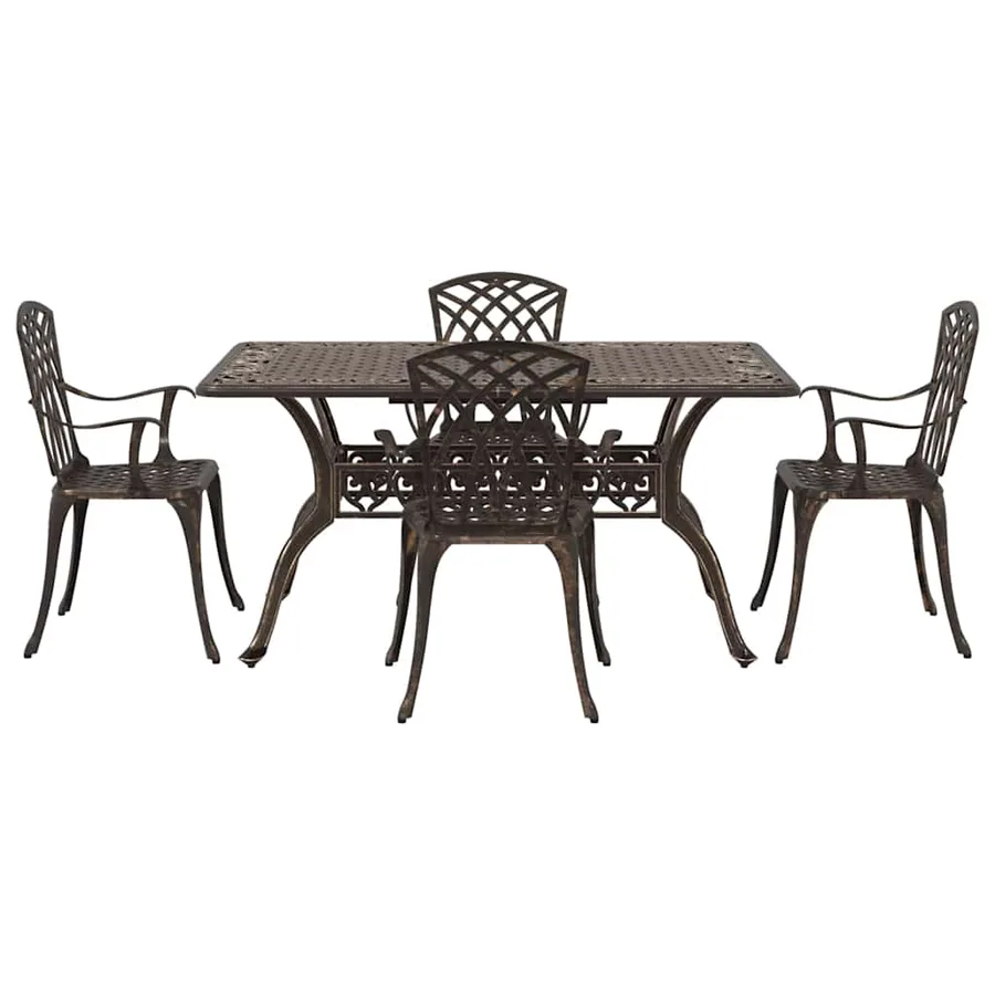 Ensemble de salle à manger pour jardin 5 pcs Bronze Aluminium - 7