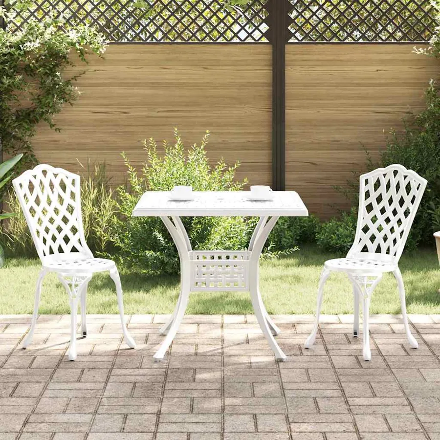 Ensemble de tables de jardin 3 pcs Blanc Aluminium coulé