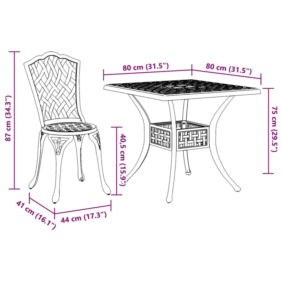 Ensemble de tables de jardin 3 pcs Blanc Aluminium coulé - 14