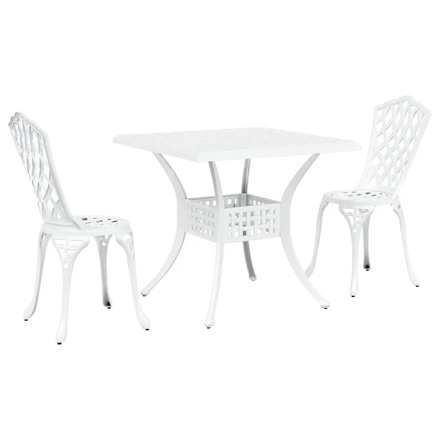 Ensemble de tables de jardin 3 pcs Blanc Aluminium coulé - 2