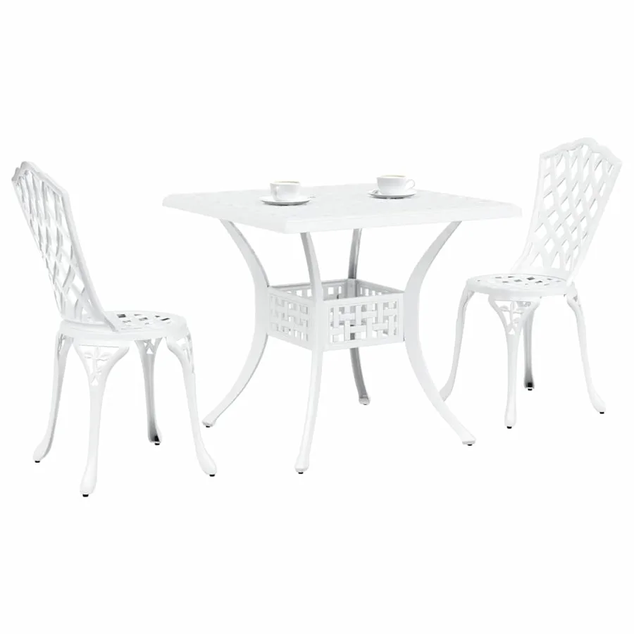 Ensemble de tables de jardin 3 pcs Blanc Aluminium coulé - 3