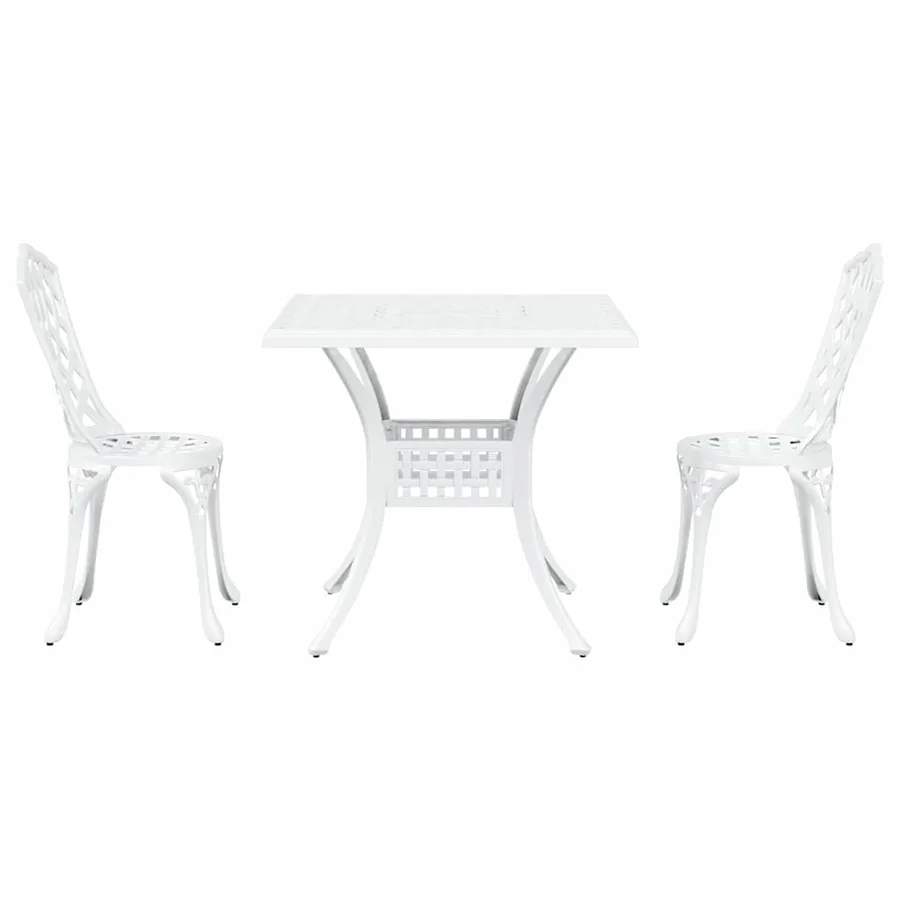 Ensemble de tables de jardin 3 pcs Blanc Aluminium coulé - 6