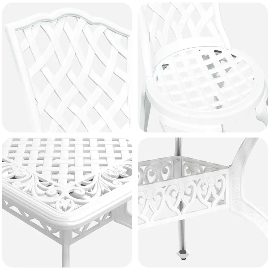 Ensemble de salle à manger pour jardin 7 pcs Blanc Aluminium - 11