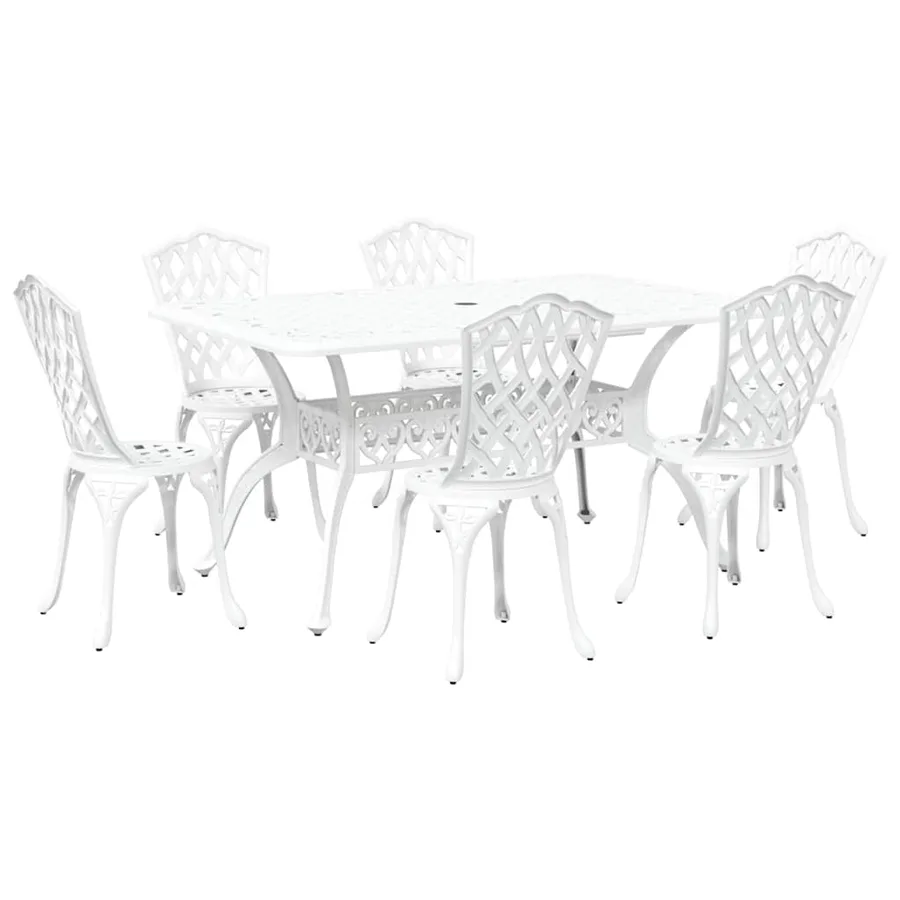 Ensemble de salle à manger pour jardin 7 pcs Blanc Aluminium - 2