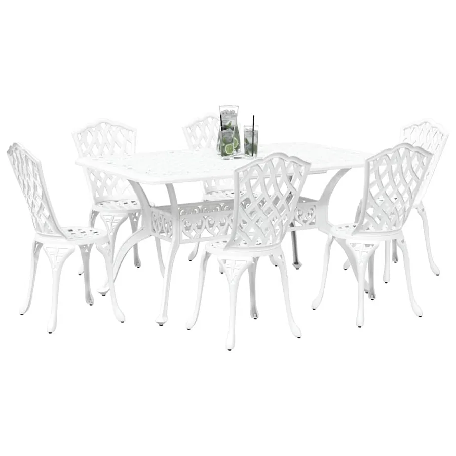 Ensemble de salle à manger pour jardin 7 pcs Blanc Aluminium - 3