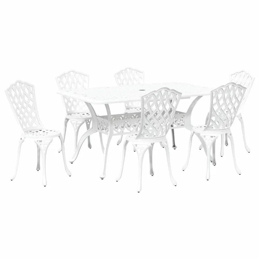 Ensemble de salle à manger pour jardin 7 pcs Blanc Aluminium - 5