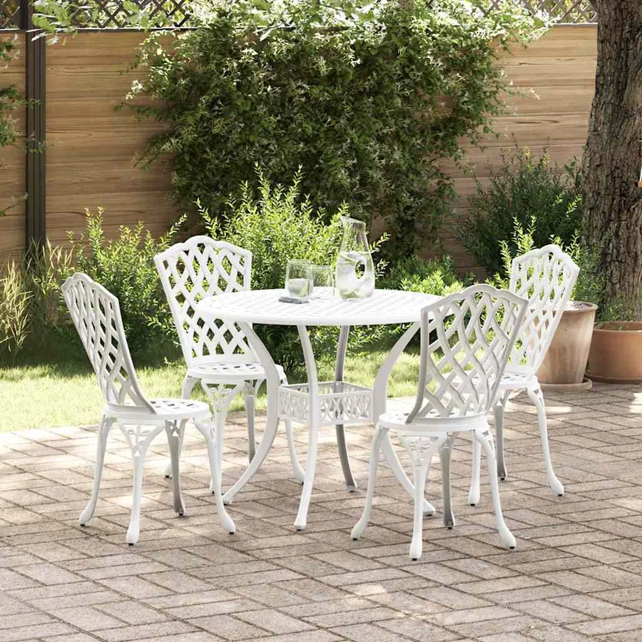 Ensemble de salle à manger pour jardin 5 pcs Blanc Aluminium