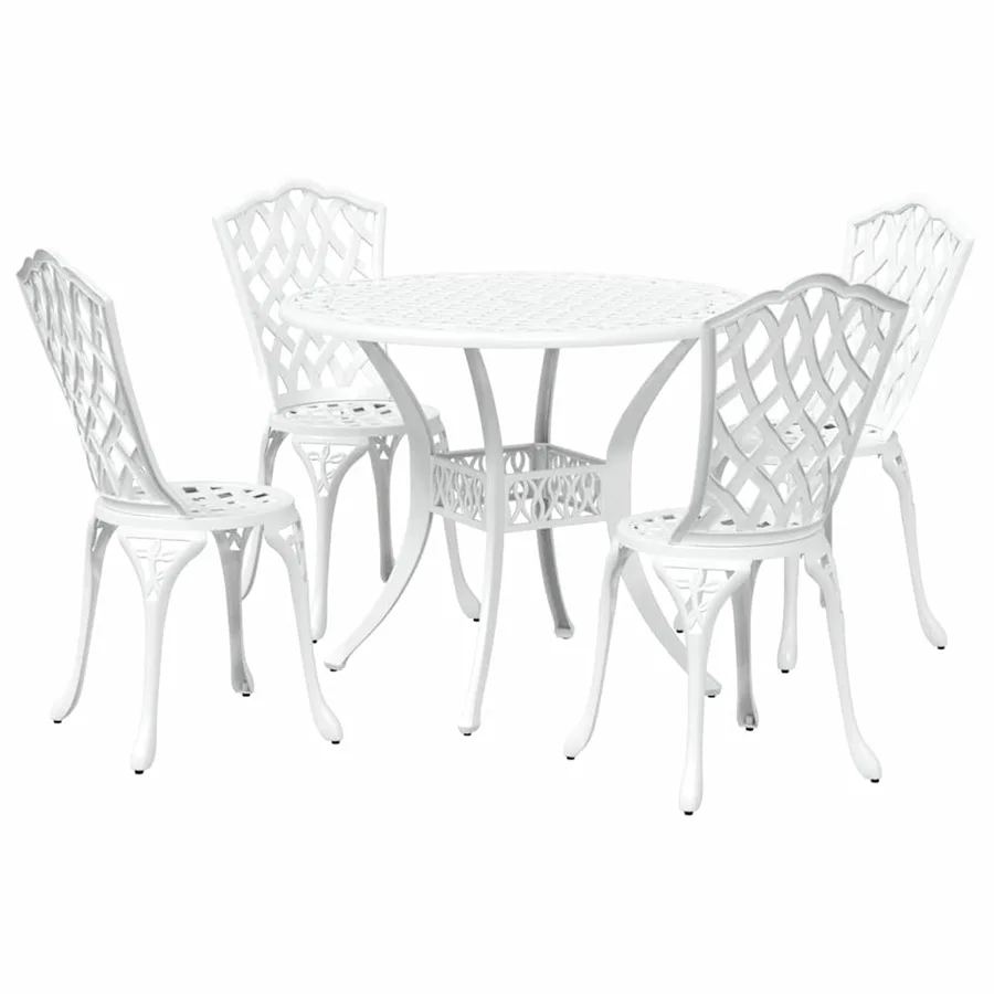 Ensemble de salle à manger pour jardin 5 pcs Blanc Aluminium - 2