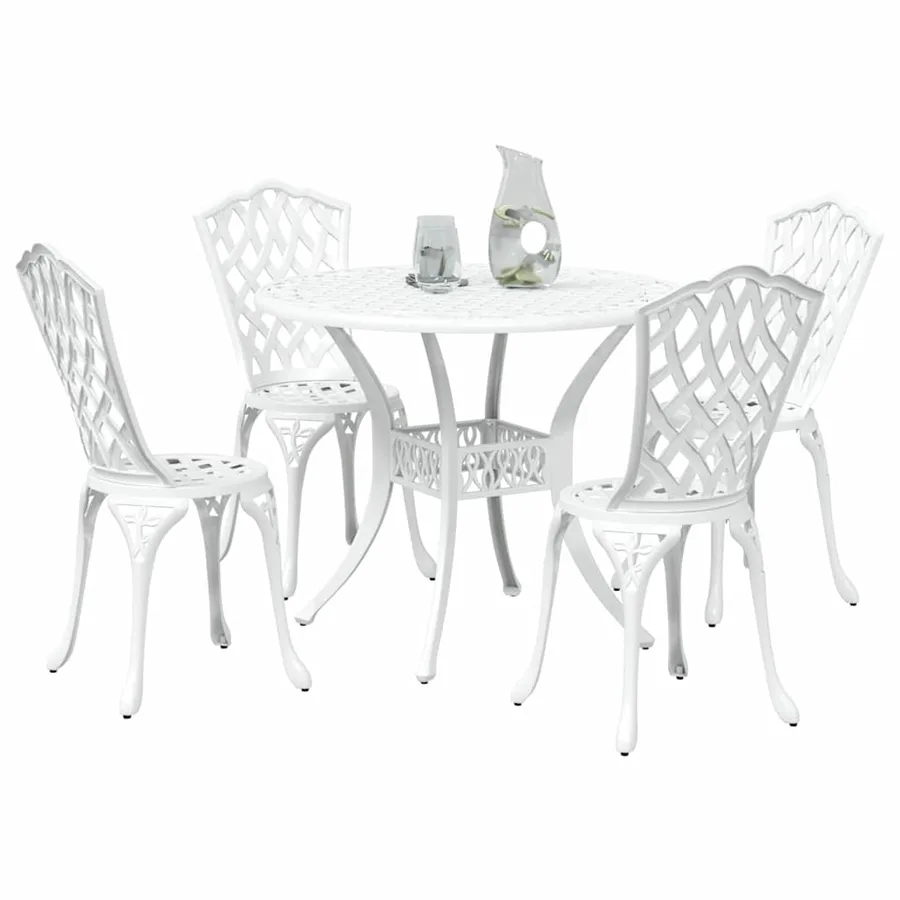 Ensemble de salle à manger pour jardin 5 pcs Blanc Aluminium - 3