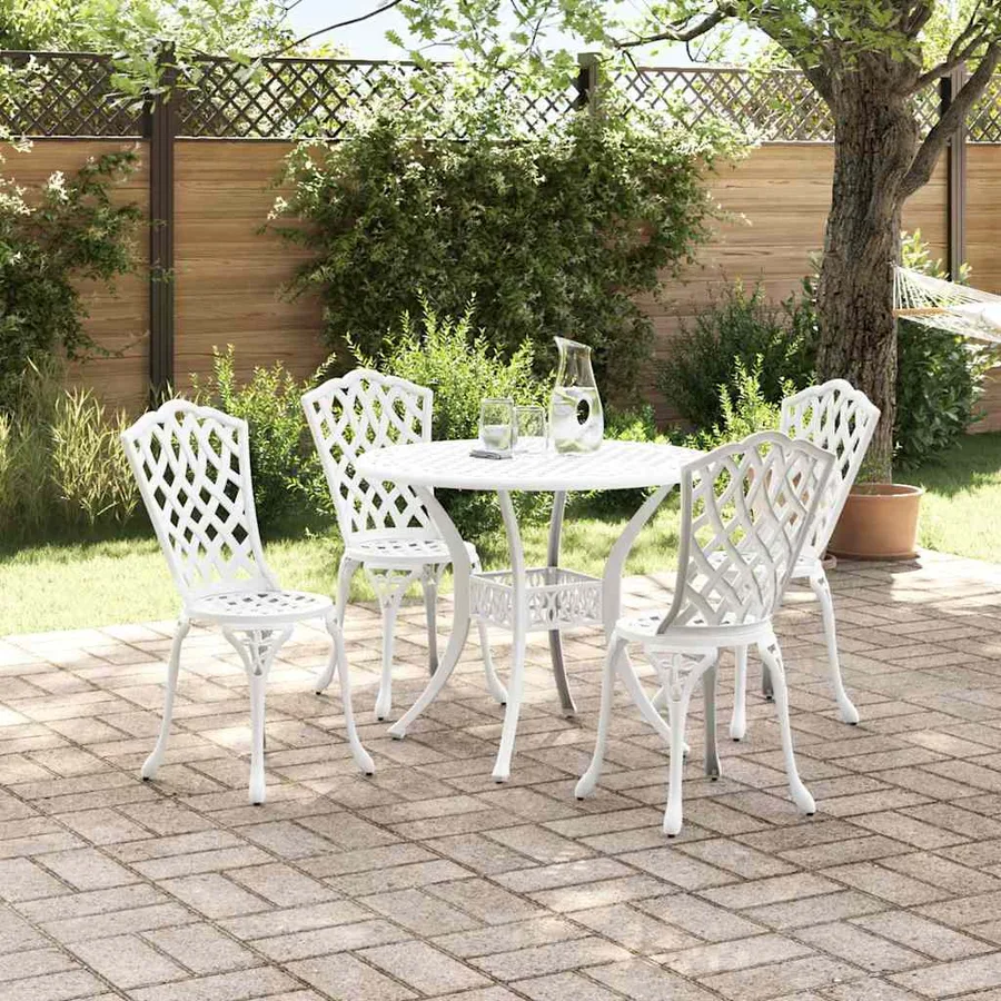 Ensemble de salle à manger pour jardin 5 pcs Blanc Aluminium - 4