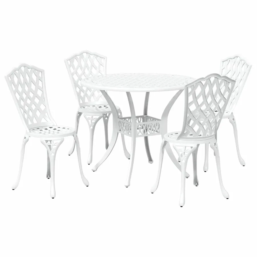 Ensemble de salle à manger pour jardin 5 pcs Blanc Aluminium - 7