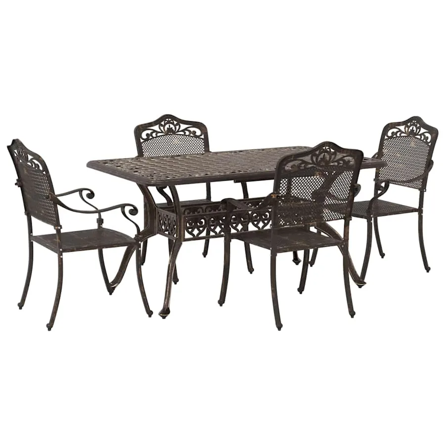 Ensemble de salle à manger pour jardin 5 pcs Bronze Aluminium - 2