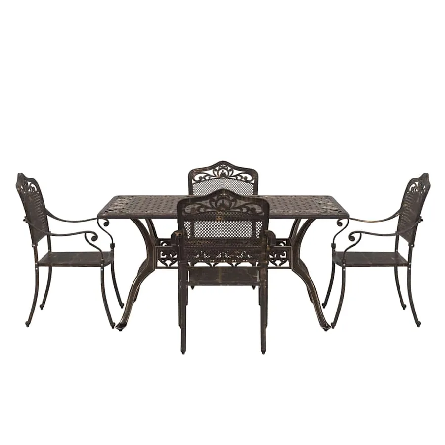 Ensemble de salle à manger pour jardin 5 pcs Bronze Aluminium - 7