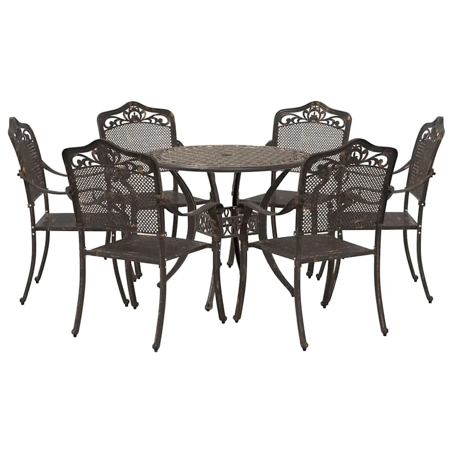 Ensemble de salle à manger pour jardin 7 pcs Bronze Aluminium - 2