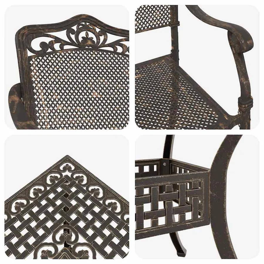Ensemble de tables de jardin 5 pcs Bronze Aluminium coulé - 11