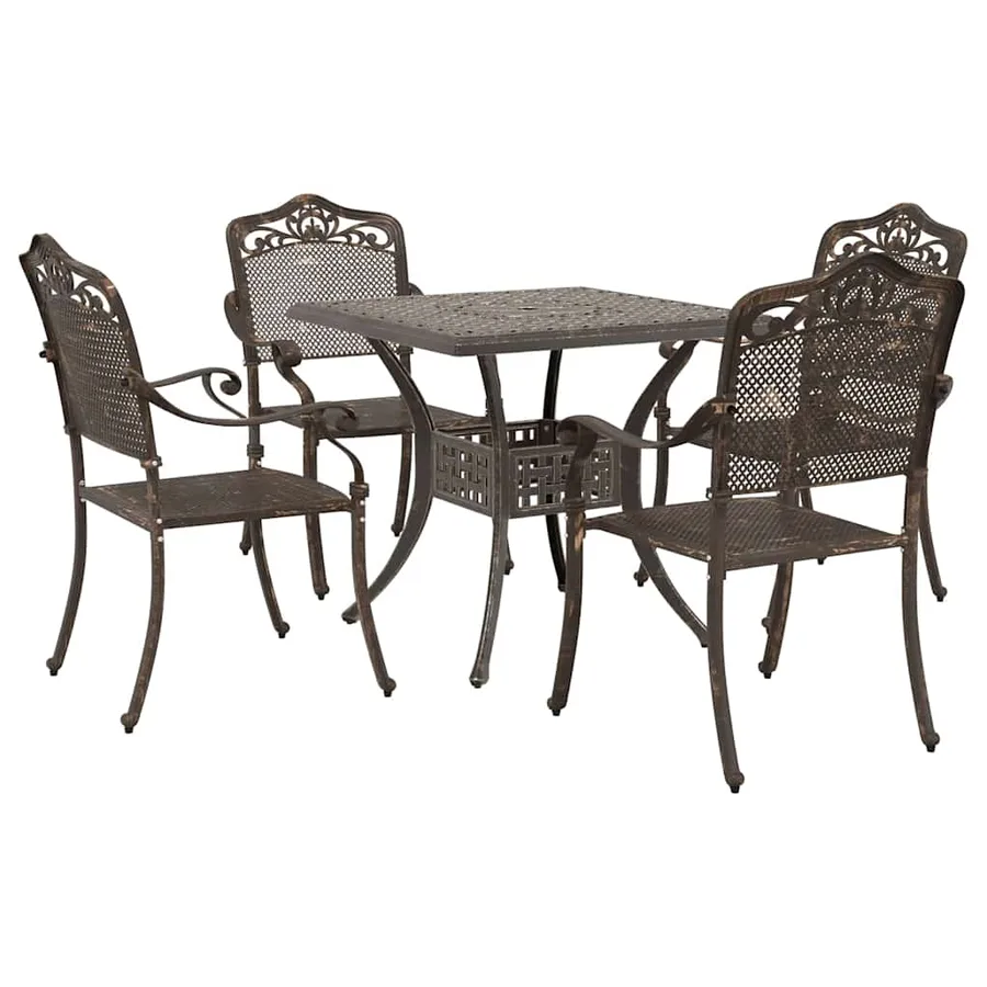 Ensemble de tables de jardin 5 pcs Bronze Aluminium coulé - 2