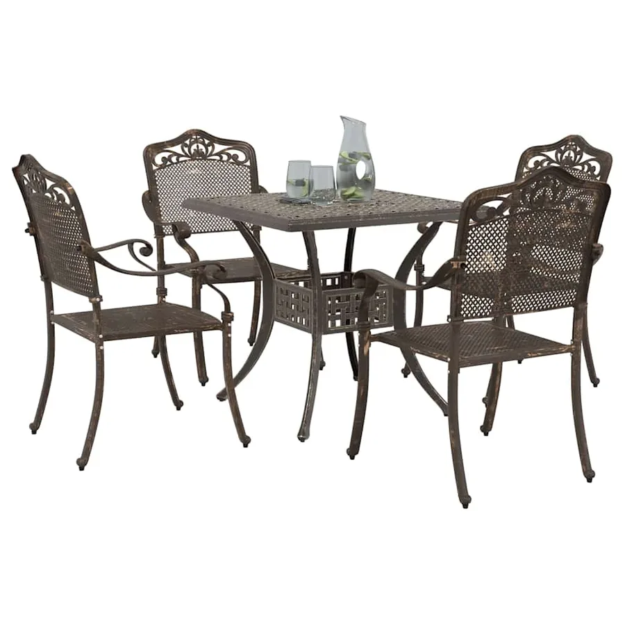 Ensemble de tables de jardin 5 pcs Bronze Aluminium coulé - 3