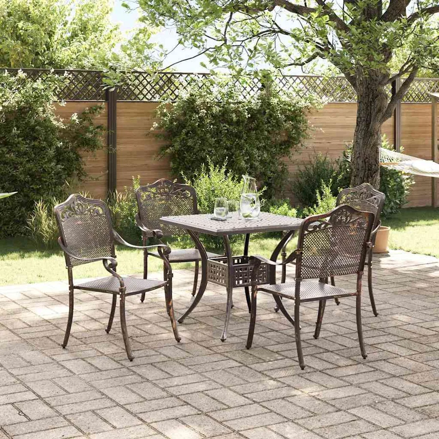 Ensemble de tables de jardin 5 pcs Bronze Aluminium coulé - 4