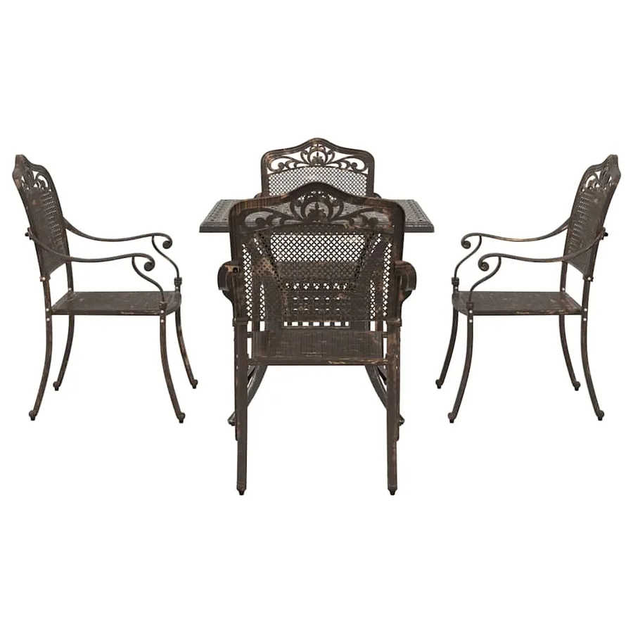 Ensemble de tables de jardin 5 pcs Bronze Aluminium coulé - 7