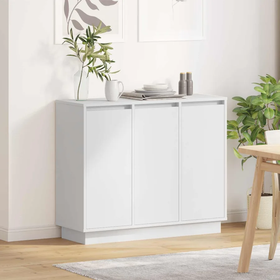 Buffet LED Blanc 90 x 32 x 75 cm Bois d'ingénierie