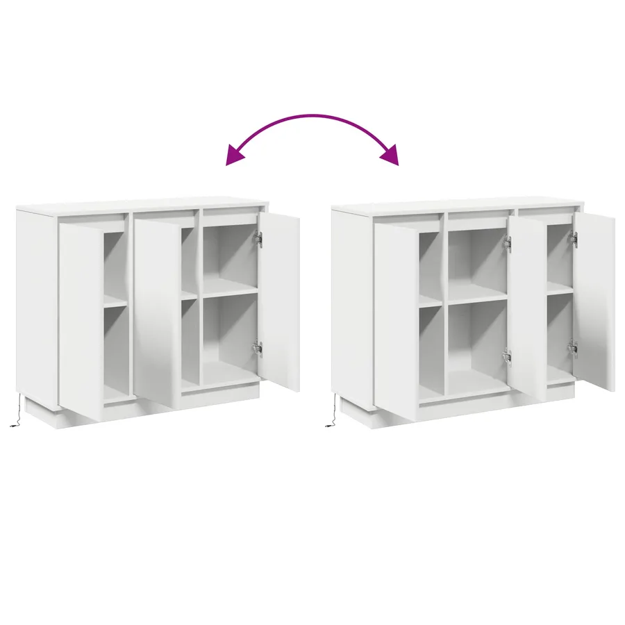 Buffet LED Blanc 90 x 32 x 75 cm Bois d'ingénierie - 14