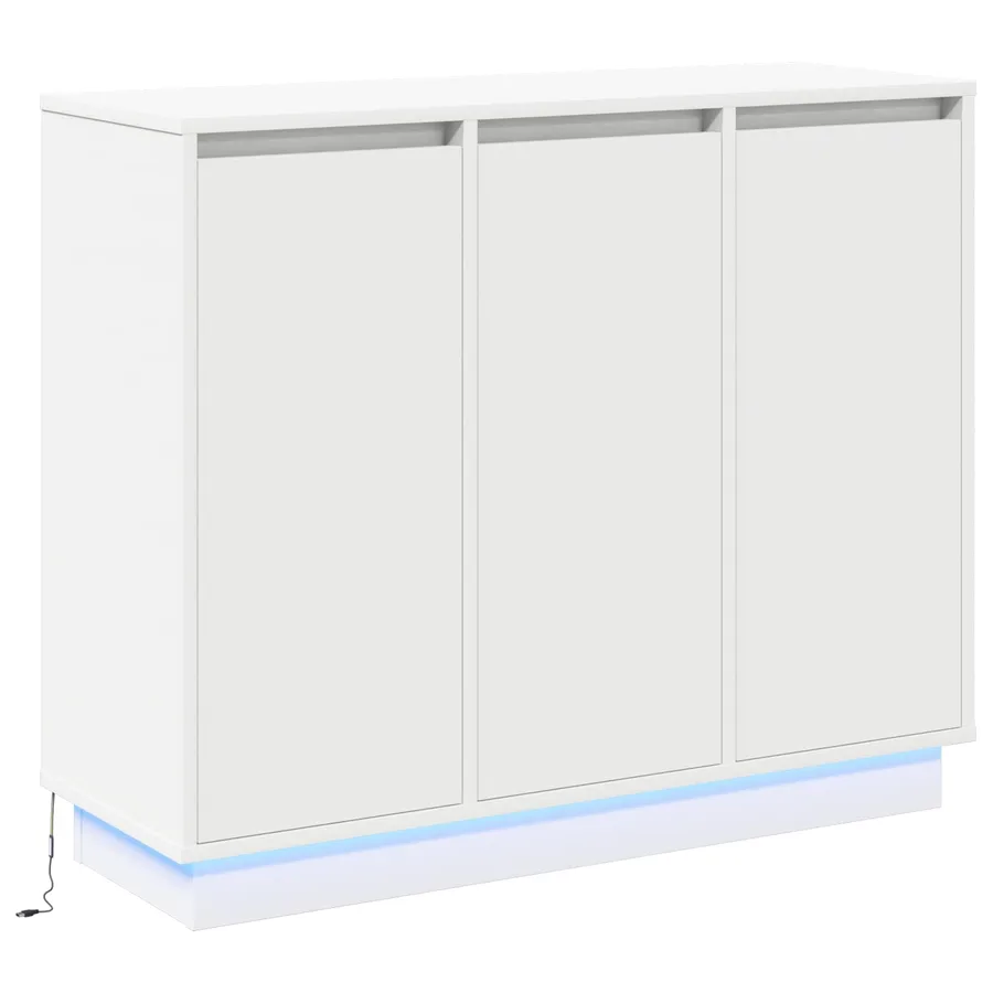 Buffet LED Blanc 90 x 32 x 75 cm Bois d'ingénierie - 2