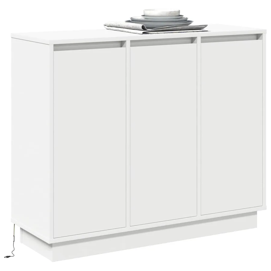Buffet LED Blanc 90 x 32 x 75 cm Bois d'ingénierie - 3