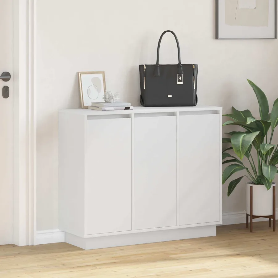 Buffet LED Blanc 90 x 32 x 75 cm Bois d'ingénierie - 5