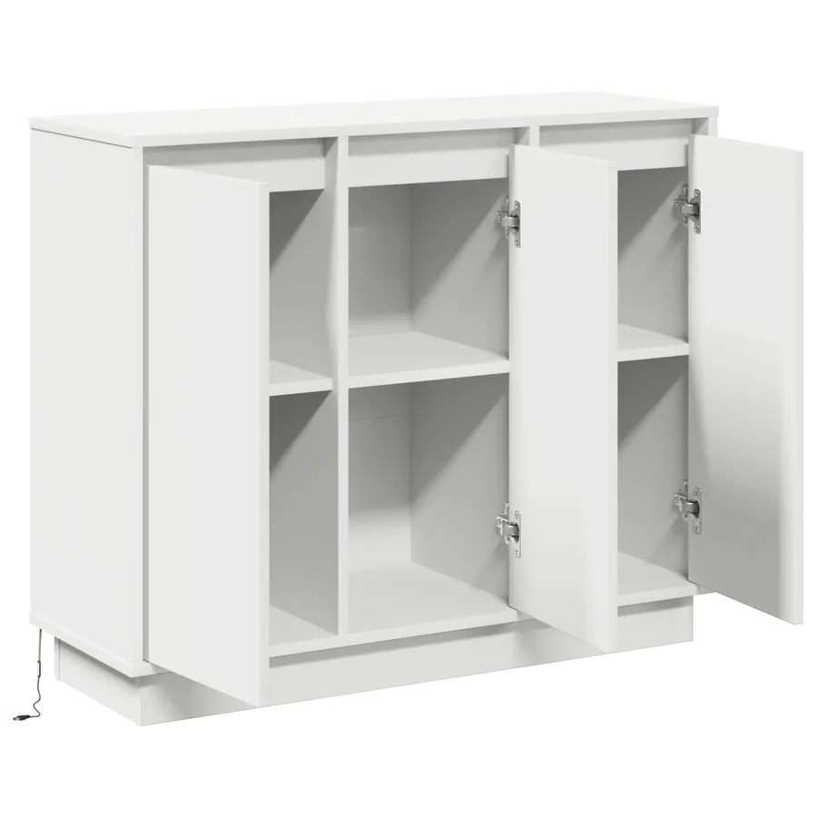 Buffet LED Blanc 90 x 32 x 75 cm Bois d'ingénierie - 7
