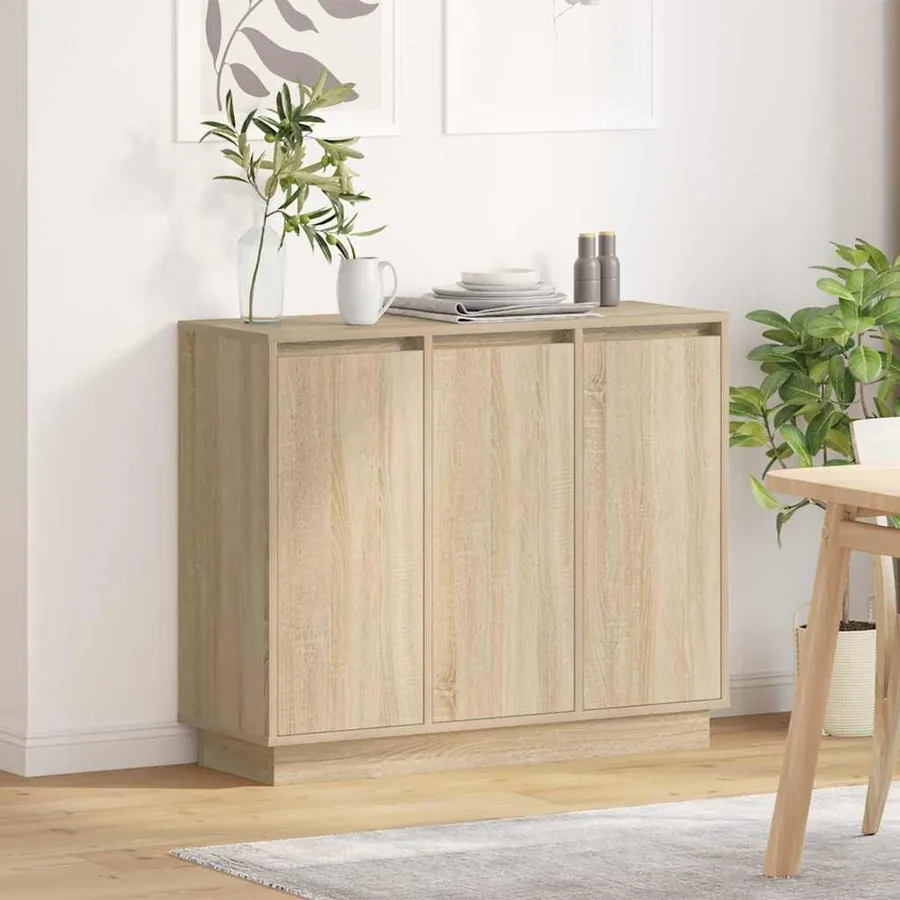 Buffet LED Chêne Sonoma 90 x 32 x 75 cm Bois d'ingénierie