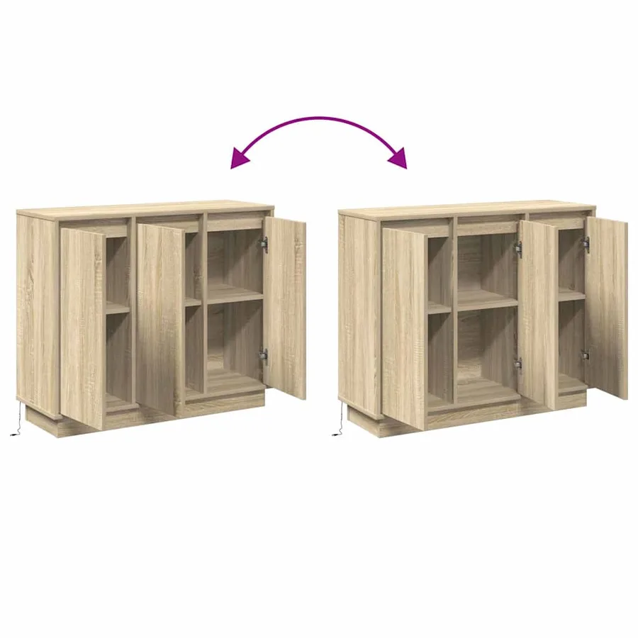 Buffet LED Chêne Sonoma 90 x 32 x 75 cm Bois d'ingénierie - 15
