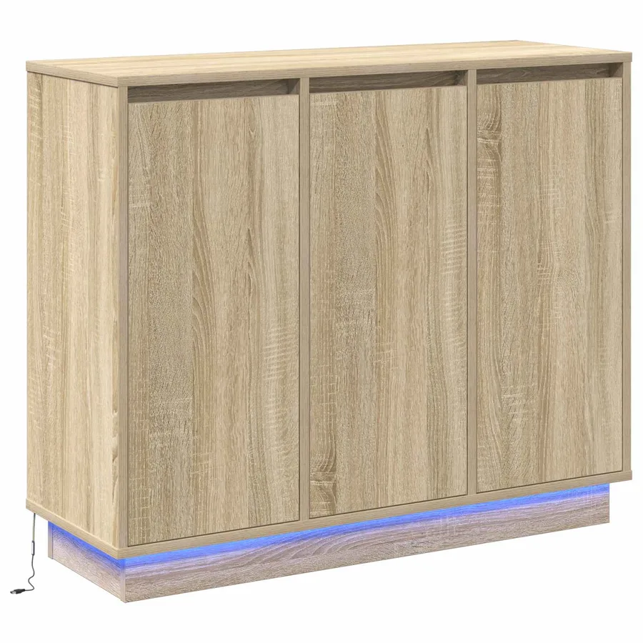 Buffet LED Chêne Sonoma 90 x 32 x 75 cm Bois d'ingénierie - 2