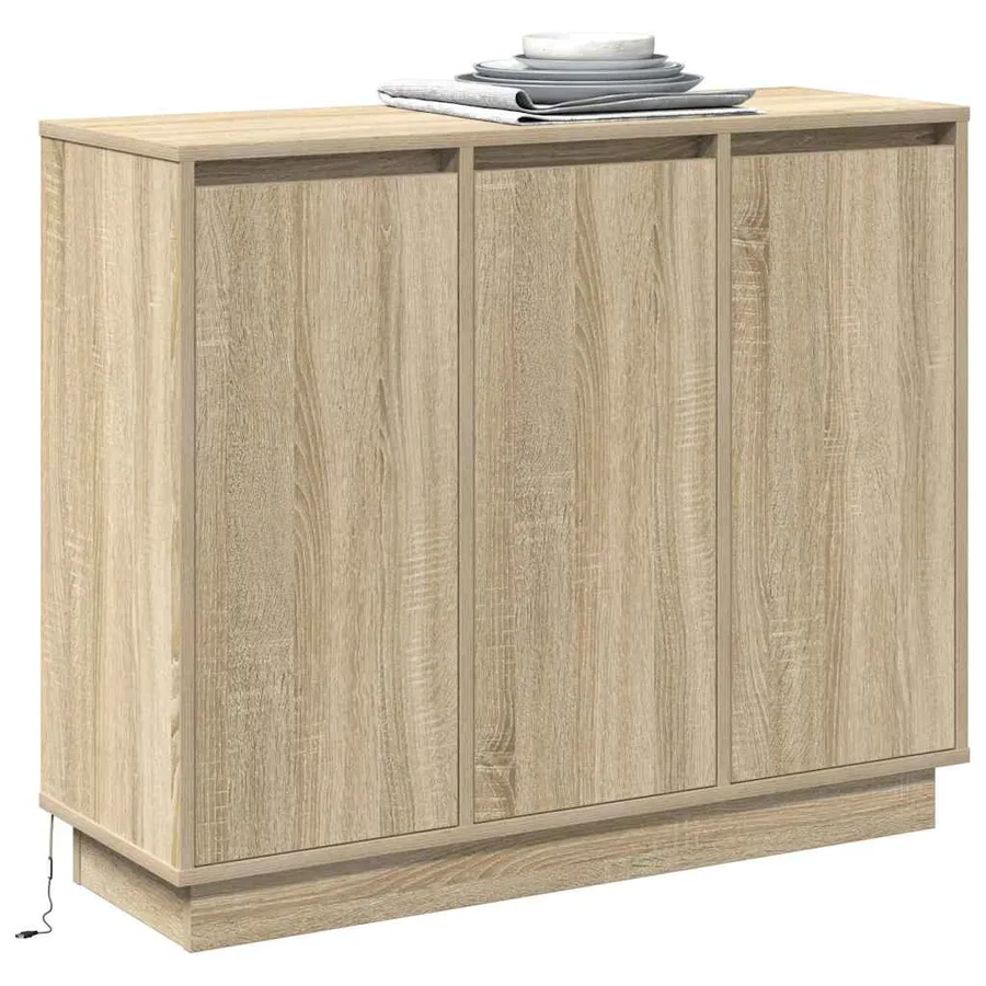 Buffet LED Chêne Sonoma 90 x 32 x 75 cm Bois d'ingénierie - 3