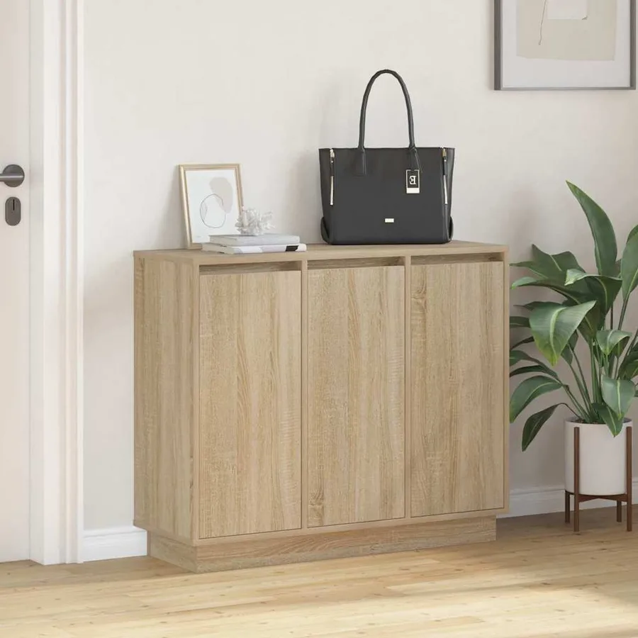 Buffet LED Chêne Sonoma 90 x 32 x 75 cm Bois d'ingénierie - 5