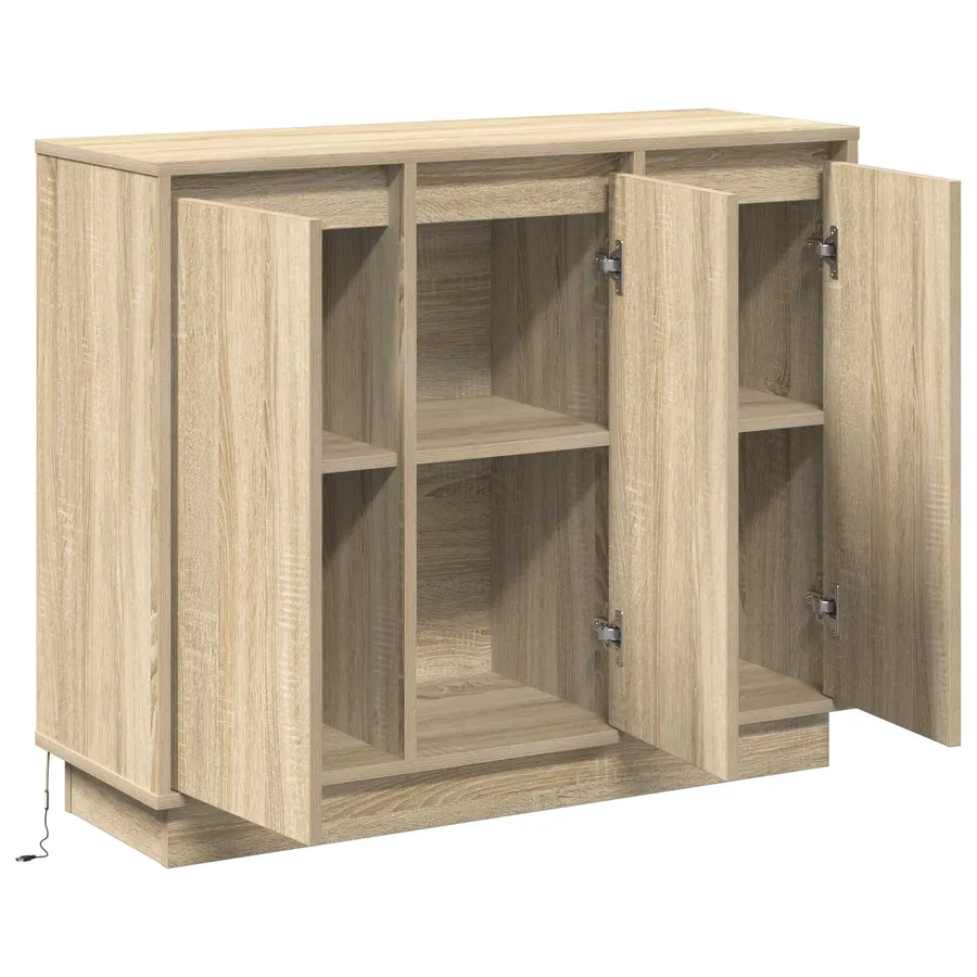 Buffet LED Chêne Sonoma 90 x 32 x 75 cm Bois d'ingénierie - 7
