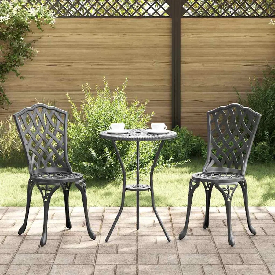 Ensemble bistro de jardin 3 pcs Noir Aluminium