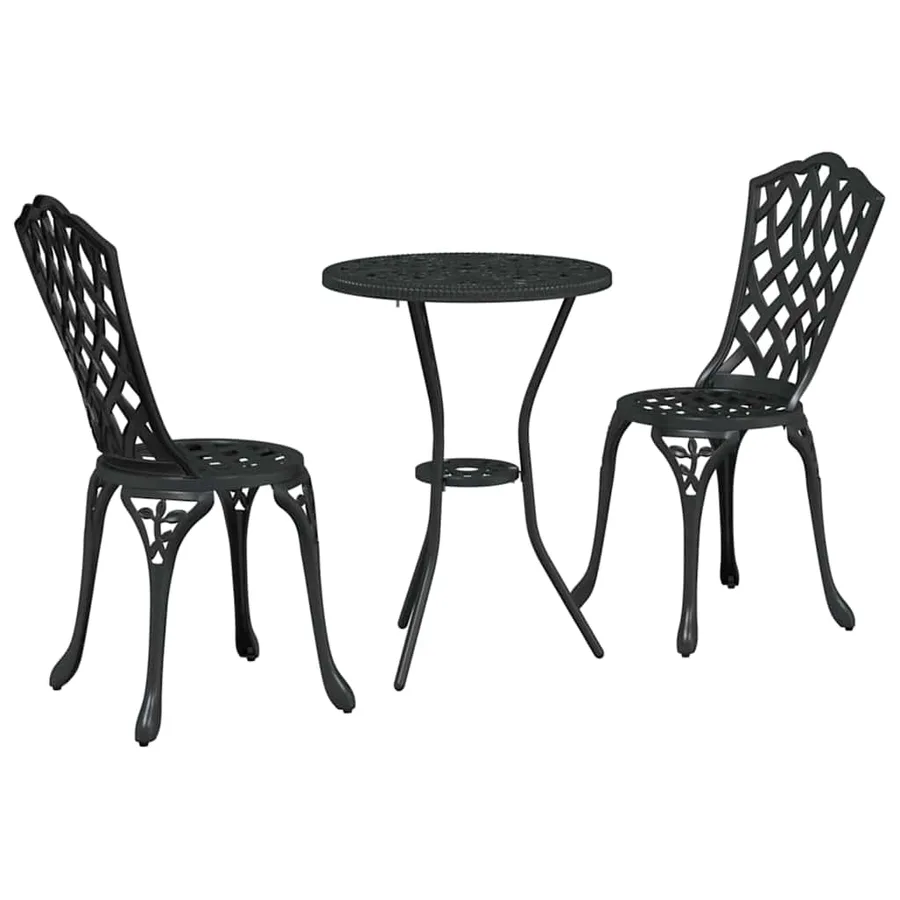 Ensemble bistro de jardin 3 pcs Noir Aluminium - 2