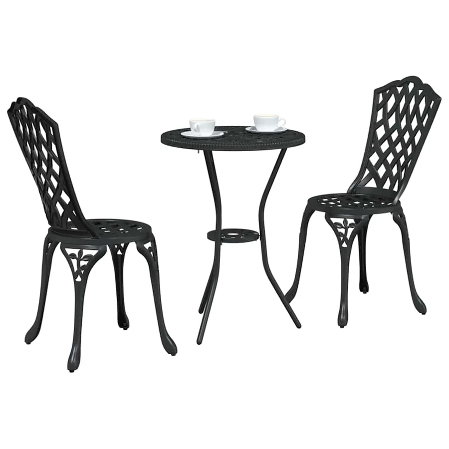 Ensemble bistro de jardin 3 pcs Noir Aluminium - 3