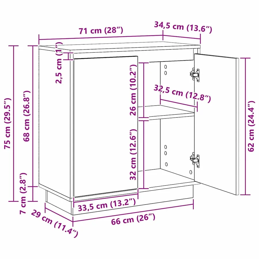 Buffet Chêne noir 71 x 34.5 x 75 cm Bois d'ingénierie - 16