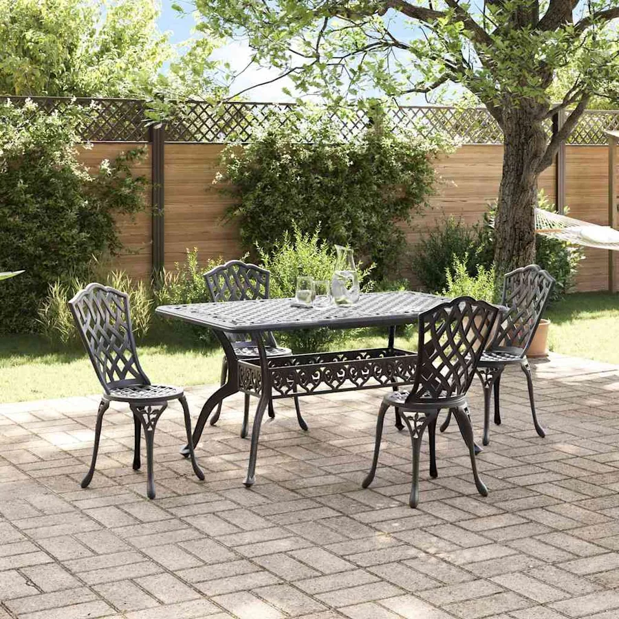 Ensemble de salle à manger pour jardin 5 pcs Noir Aluminium