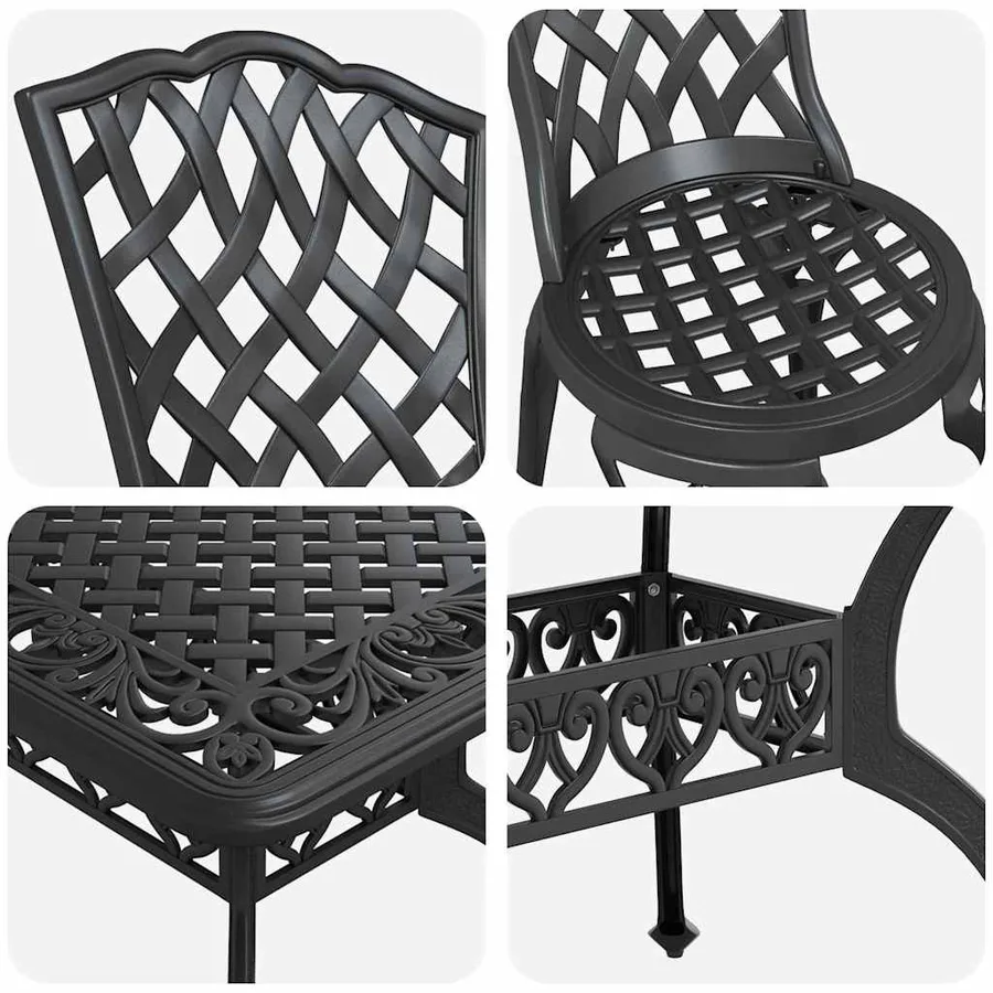 Ensemble de salle à manger pour jardin 5 pcs Noir Aluminium - 11