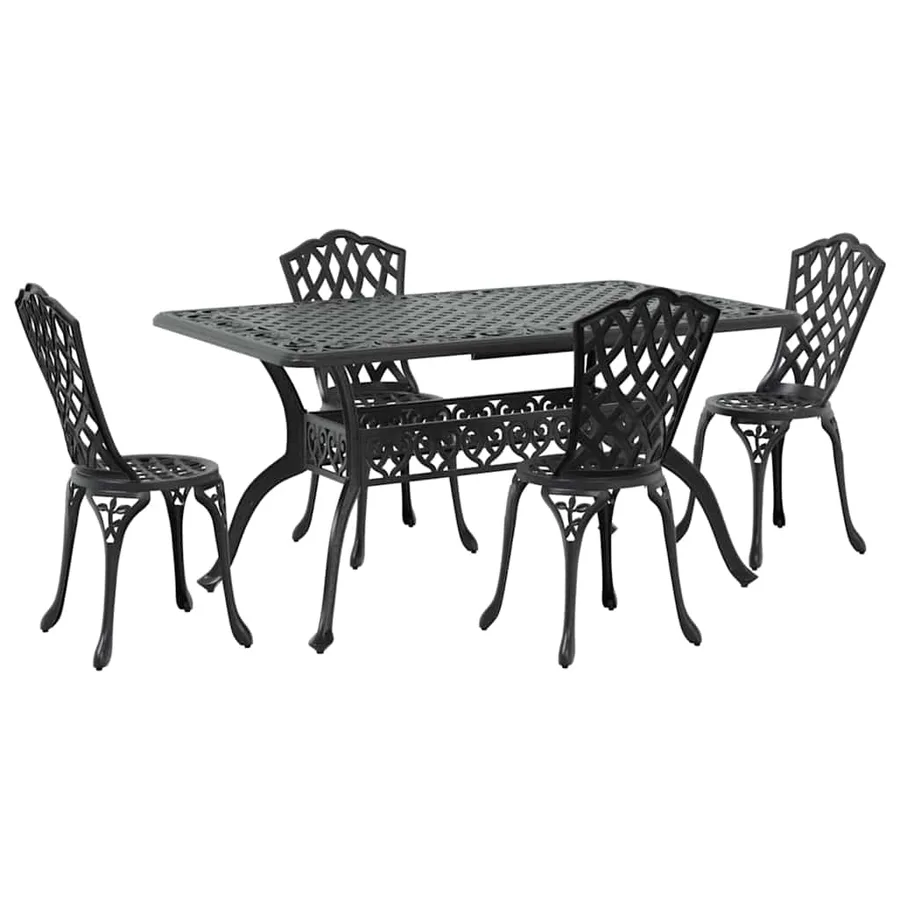 Ensemble de salle à manger pour jardin 5 pcs Noir Aluminium - 2