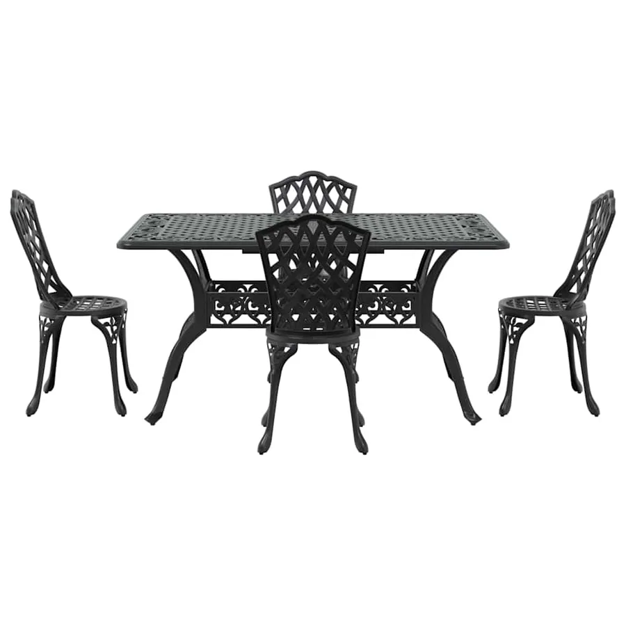 Ensemble de salle à manger pour jardin 5 pcs Noir Aluminium - 7