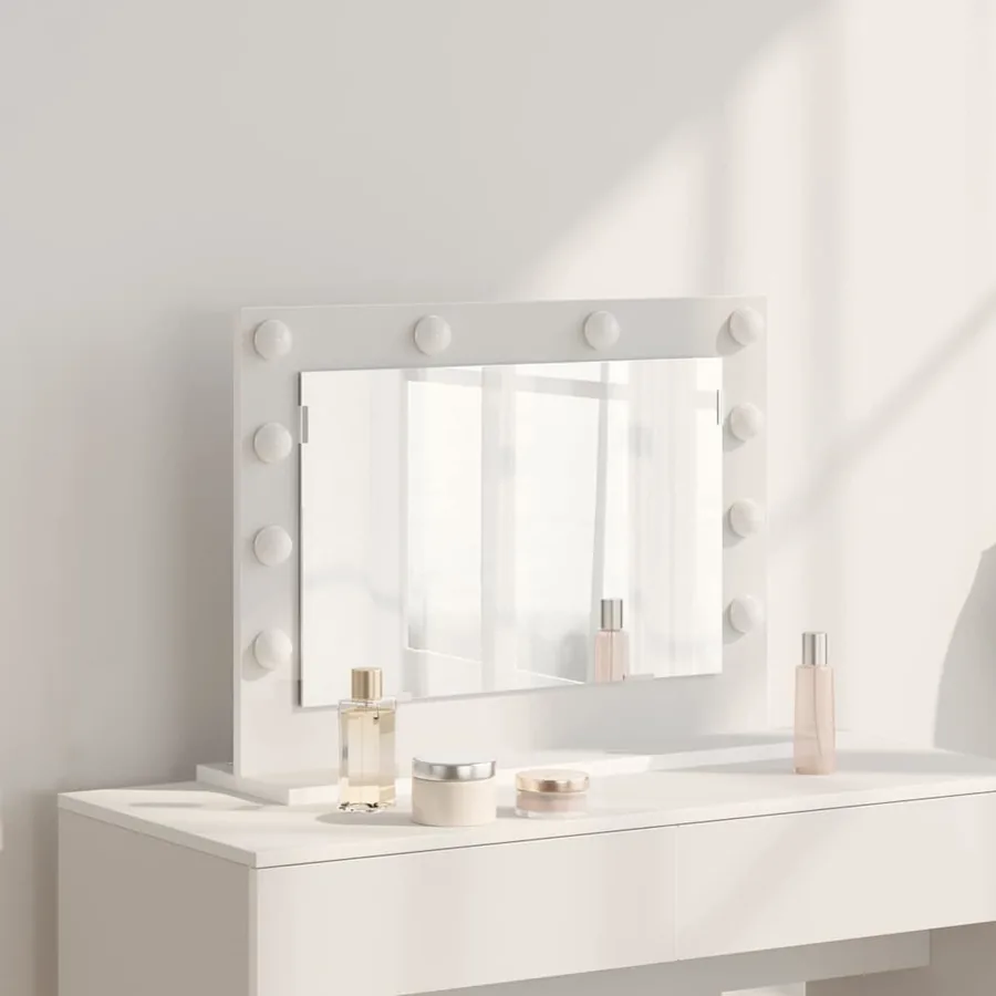 Miroir de vanité Blanc 60 x 45 x 18 cm Verre et bois composite