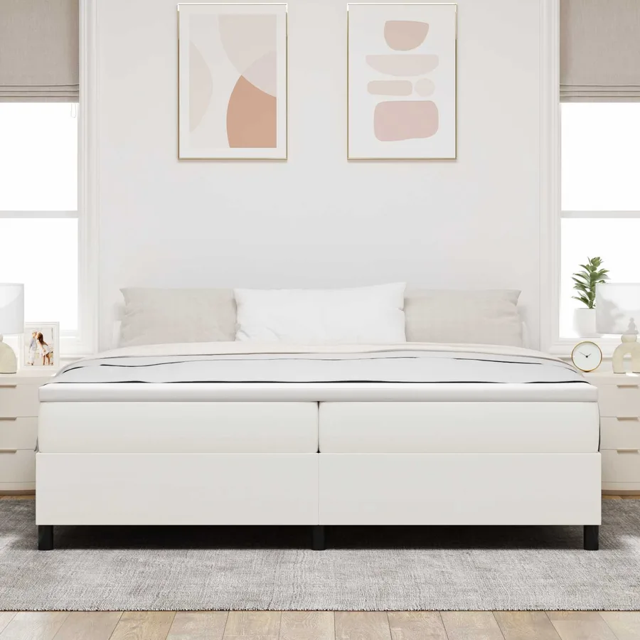 Cadre de lit plateforme Crème 200 x 200 cm - 3